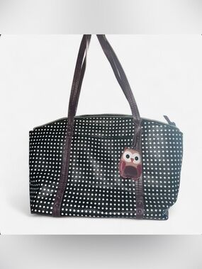 Relic Black Polka Dot Tote with Owl Charm